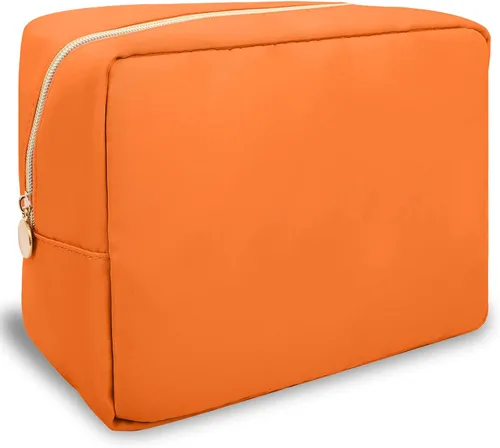 Miniatura 50 de izuzta Bolsa de maquillaje pequeña de nylon para bolso, linda bolsa de cosméticos con cremallera, bolsa de maquillaje preppy, Azul, Mini 2-Azul