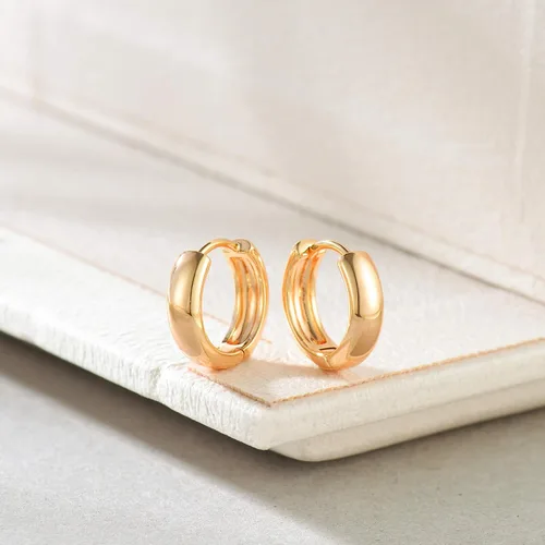 Miniatura 6 de GUEMER Aretes de aro Huggie chapados en oro de 14 quilates, delicados y gruesos, con incrustaciones de zriconia cúbica, para dormir, pequeño