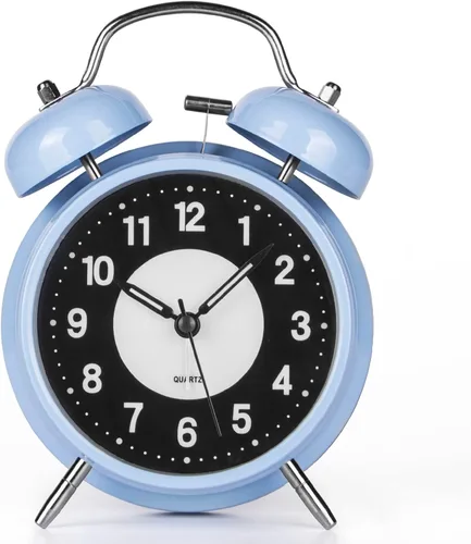 Miniatura 12 de PILIFE Reloj despertador analógico, 4 pulgadas, súper silencioso, sin tictac, con luz de fondo, sin repetición, funciona con pilas, campana ruidosa