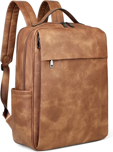 Miniatura 10 de MASINTOR Mochila Bolso de Cuero PU de 15.6 pulgadas para Portátil para Mujeres, Mochila Casual Grande para Universidad, Bolsa de Viaje, Negro