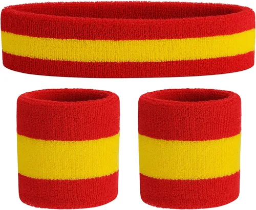 Miniatura 109 de ONUPGO - Conjunto de diadema y muñequeras deportivas para el sudor, hechas de algodón con bucles, muñequeras, contra humedad