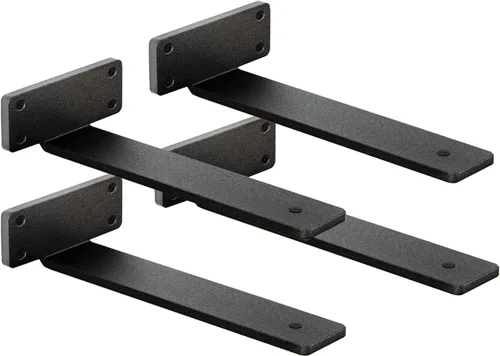 Miniatura 5 de Paquete de 4 soportes de estante flotantes de 8 pulgadas, soporte de estante oculto de 1/5 pulgadas de grosor, soportes de metal de hierro
