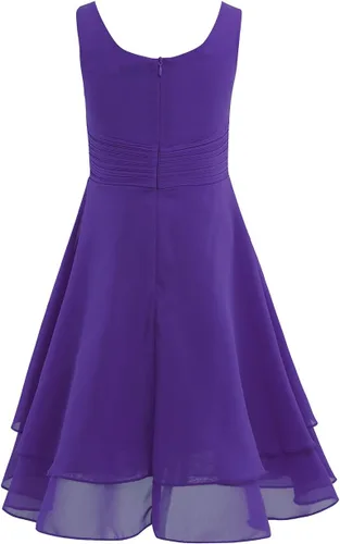 Miniatura 3 de Aislor Vestido de gasa con nudo plisado para niñas y niñas, vestido de princesa para fiesta de cumpleaños, boda, dama de honor