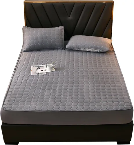 Miniatura 2 de FCLDESHOP Funda de cama, sábanas bajeras gruesas y acolchadas de color sólido, para habitación de los niños, con estampado de animé, geometría, 59.1