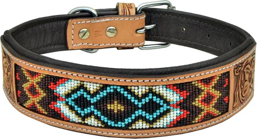 Miniatura 3 de Collar de cuero para perro, tamaño extra pequeño, estilo occidental, resistente, manual, ajustable, con cuentas y acolchado, suave para cachorros