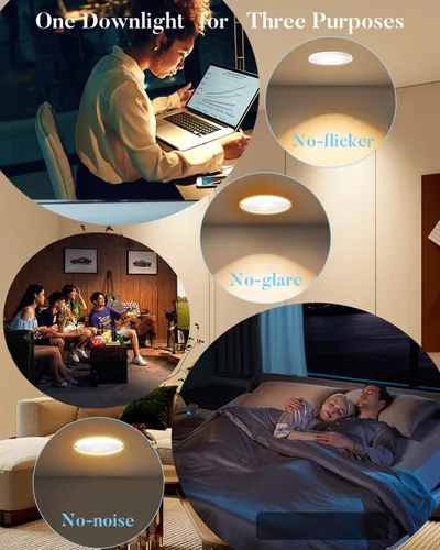 Miniatura 7 de Lightdot LED de 6 pulgadas empotrable con luz nocturna 1200LM 12W 120V regulable LED Downlight iluminación, 3000 K/4000 K/5000 K seleccionables