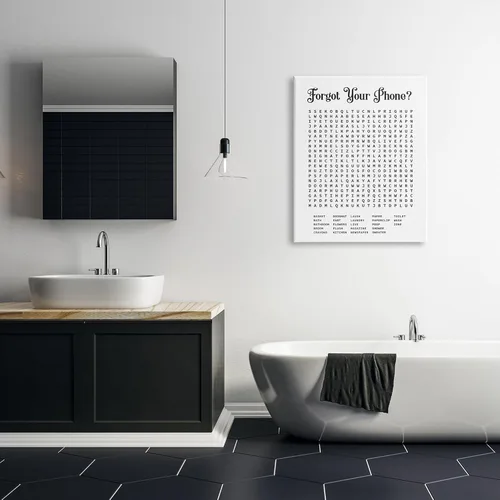 Miniatura 3 de Stupell Industries Diseño de palabras para baño con crucigramas para teléfono, arte en lienzo, 30 x 40 pulgadas, fácil de colgar y resistente