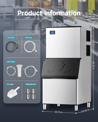 Miniatura 8 de EUHOMY Commercial Ice Maker Machine,1000lbs/24H,Industrial Ice Machine with 300lbs Storage Bin,Ice Ready in 10-15 Mins,SECOP
