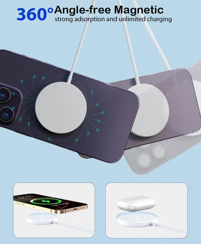 Miniatura 4 de Cargador inalámbrico magnético [certificado Apple MFi], 3.3 pies, 15 W, cargador rápido Apple Mag-Safe con bloque de carga rápida USB C compatible