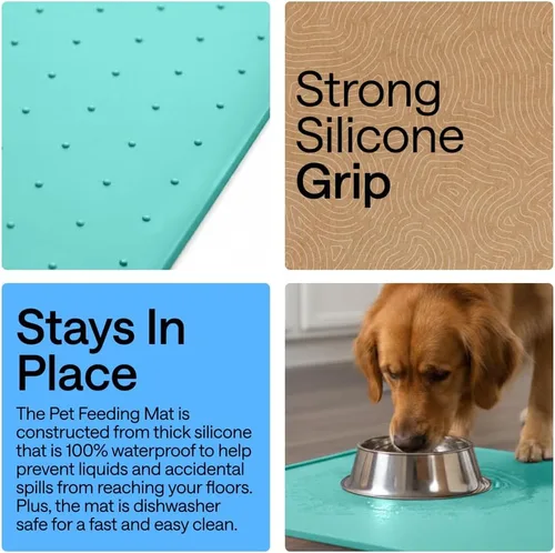 Miniatura 3 de Gorilla Grip - Tapete de 100% silicona impermeable con borde elevado, sin BPA, para alimentación de mascotas, contiene derrames, protege el piso