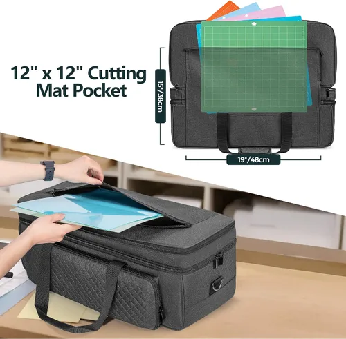Miniatura 3 de LUXJA Estuche de transporte de doble capa con bolsillo para alfombrilla de corte para Cricut Maker 4, Maker 3, Explore 4, Explore 3, Explore Air 2