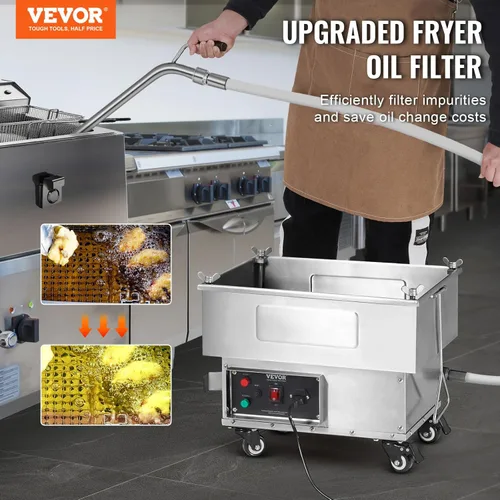 Miniatura 2 de VEVOR Filtro para freidora profunda de 18 L/44 LBS/5.8 galones, sistema de filtro de aceite para freír máquina de 300 W, filtro de aceite
