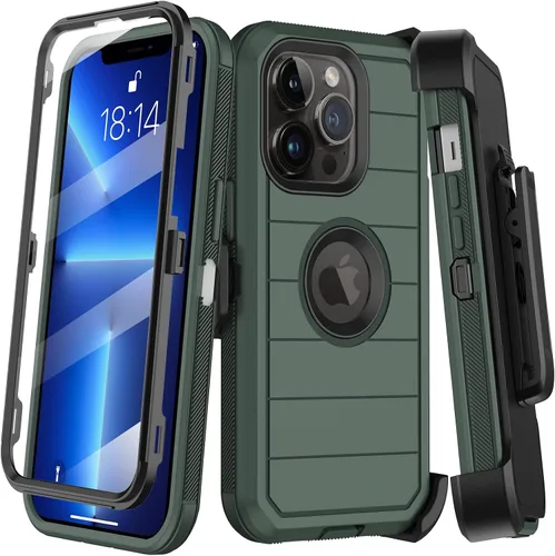 Miniatura 9 de KECAI Funda para iPhone 13 Mini con Protector de Pantalla Integrado, Funda con Clip para Cinturón, Resistente de Servicio Pesado a Prueba de Golpes