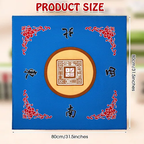 Miniatura 2 de Juexica Tapete Mahjong con bolsa, antideslizante, reducción de ruido, cubierta de mesa de juego de mesa, accesorios de mesa Mahjong, mantel de Azul