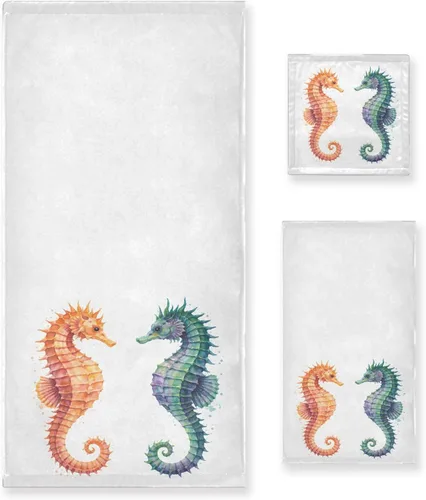 Miniatura 8 de ALAZA Hermoso juego de 3 toallas de baño decorativas de lujo, 1 toalla de baño, 1 toalla de mano, 1 toallita para la cara, suave, multiusos