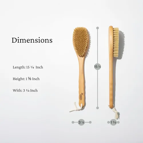 Miniatura 3 de KONEX Juego de cepillos de baño, exfoliante de ducha, juego de cepillos corporales de cepillado en seco, apertura de poros, mango de madera de haya