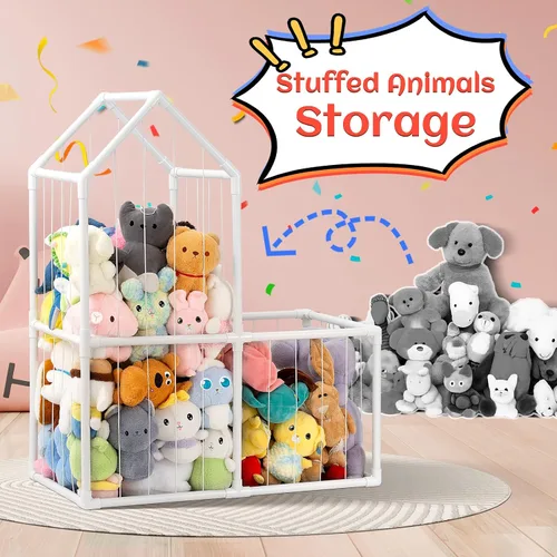Miniatura 2 de ROMAGIO Almacenamiento de animales de peluche, grande de PVC, zoológico, organizador de juguetes de peluche para habitación de los niños
