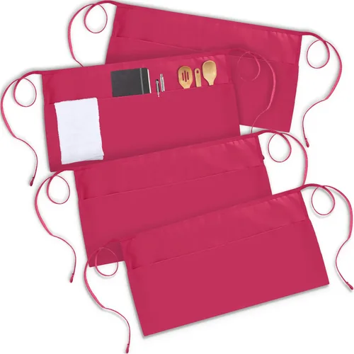 Miniatura 17 de Utopia Wear Paquete de 4 delantales con 3 bolsillos, delantal de cintura para camarera, 12 pulgadas