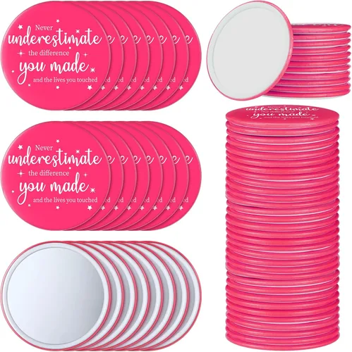 Hoolerry 24 piezas de regalos de agradecimiento a los empleados para mujeres, espejo compacto inspirador a granel, rosa, pequeño, redondo, bolsillo,