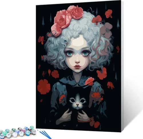 Miniatura 12 de Exquisitas muñecas y mariposas DIY pintura por números para adultos principiantes, estilo único, pintura de flores por número sobre lienzo con Obras