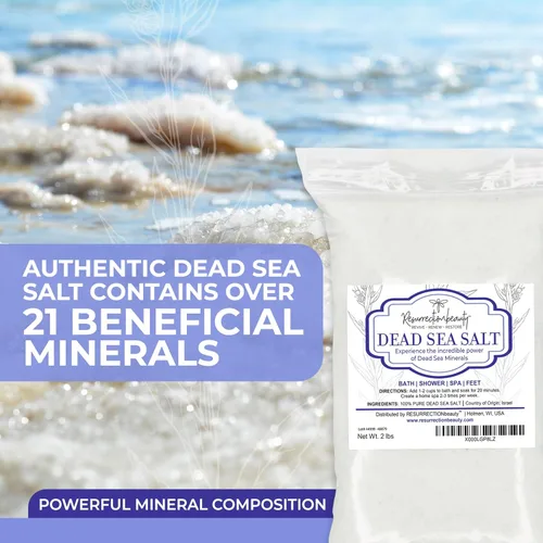 Miniatura 2 de RESURRECTIONbeauty Sal del Mar Muerto 100% pura, sales de baño a granel para spa en casa y exfoliante de sal, baño y remojo de pies, 2 libras