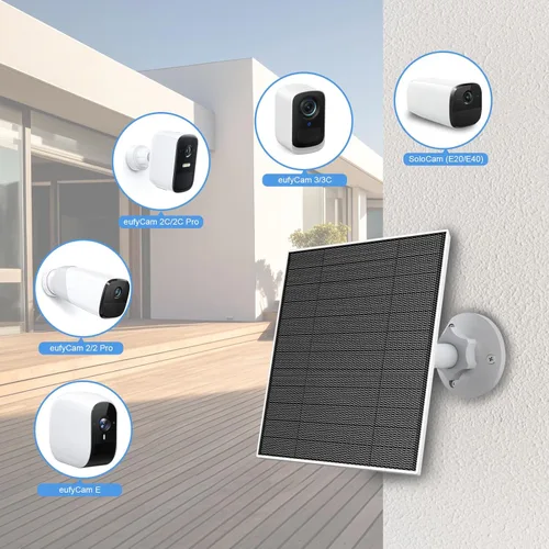 Miniatura 2 de Panel solar para cámara Eufy al aire libre, cargador de panel solar de cámara de 5 W compatible con Eufycam, fuente de alimentación continua, panel