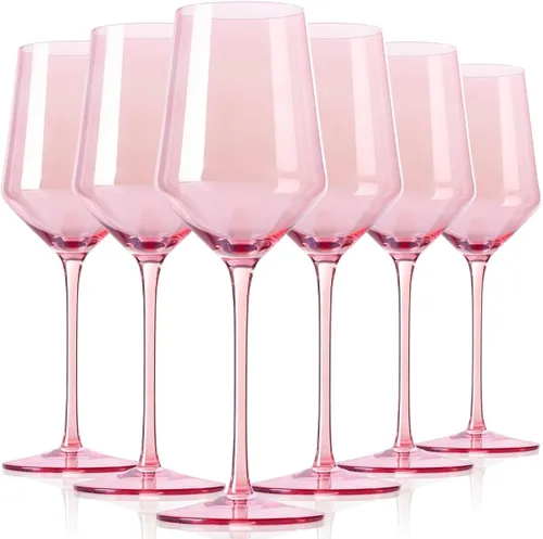 Miniatura 9 de Physkoa Juego de copas de vino de color ámbar de 6 a 16 onzas, copas de vino marrón con tallo largo alto y parte inferior de tulipán, cristalería