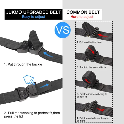 Miniatura 3 de JUKMO Cinturón táctico de liberación rápida, cinturón de golf de nailon de 1.5 pulgadas con hebilla de cinturón de seguridad resistente