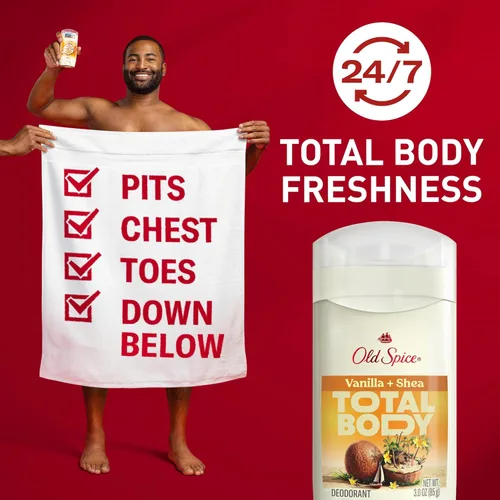 Miniatura 2 de Old Spice Desodorante en barra para todo el cuerpo para hombres, sin aluminio, aroma a vainilla + manteca de karité, protección contra el olor 24/7