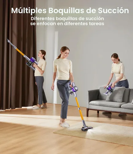 Miniatura 7 de MBYULO - Aspiradora inalámbrica de mano, vertical para hogar, liviana, 400 W, 38 kPa potente succión, batería recargable hasta 50 minutos