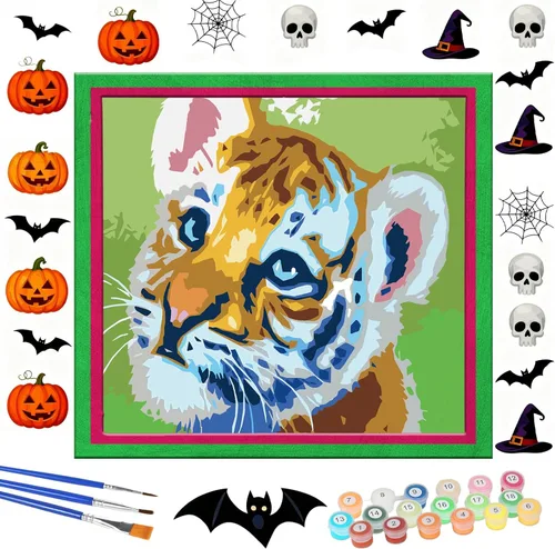 Kit de pintura por números enmarcado de Wings Giant para niños de 4-8, 8-12 años, tema de perro de dibujos animados para principiantes, pintura Arte