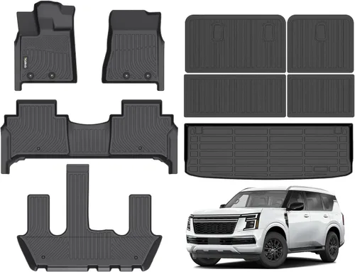 Miniatura 80 de Tapetes de piso para todo clima y forro de carga con respaldo para Chevrolet Suburban de 7 asientos 2021-2025 / GMC Yukon XL de 7 asientos