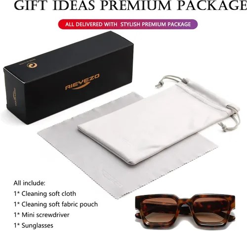 Miniatura 182 de AIEYEZO Gafas de sol cuadradas para mujeres y hombres, gafas de sol cuadradas con montura gruesa, estilo de diseñador simple