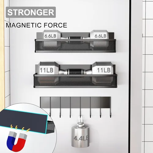 Miniatura 3 de Aufworld Estante magnético para especias para refrigerador, paquete de 5 estantes magnéticos, organizador magnético móvil para refrigerador con un