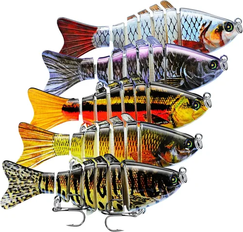 Miniatura 13 de Señuelos de pesca, kits de pesca de peces multiarticulados, hundimiento lento, cebos de agua dulce y salada, cebos de agua dulce y salada para 3