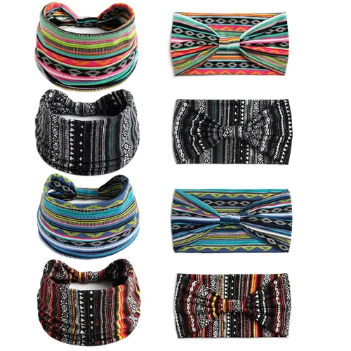 Miniatura 6 de Diademas bohemias para mujer, bandas anchas elásticas para el cabello, bandas para la cabeza anudadas, bandas para la cabeza turbante para yoga