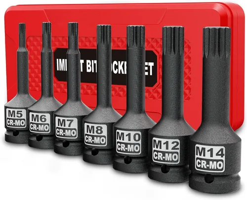 Miniatura 11 de 1/2" Drive Master Juego de llaves de impacto XZN, 10 piezas: M5 - M18, acero Cr-Mo, caja de almacenamiento resistente