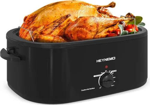 Miniatura 16 de Horno rostizador eléctrico, con tapa visible y autohumectante, grande, con descongelado y mantenimiento de calor, temperatura ajustable, bandeja