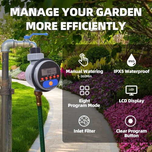 Miniatura 2 de Manguera Agua Grifo Temporizador Jardín Sistema de Riego Controlador de Riego Ordenador Impermeable Rojo