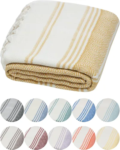 Miniatura 22 de DEMMEX Organic Diamond - Toalla turca de baño y playa 100% algodón turco certificado Oeko-TEX, ultra suave, de secado rápido, ligera, toalla