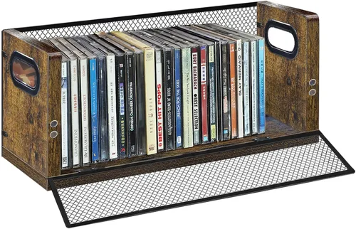 Miniatura 10 de Estante de almacenamiento de CD, organizador de CD de madera con capacidad para 64 CD (32 cada uno), estante retro para CD de escritorio, perfecto