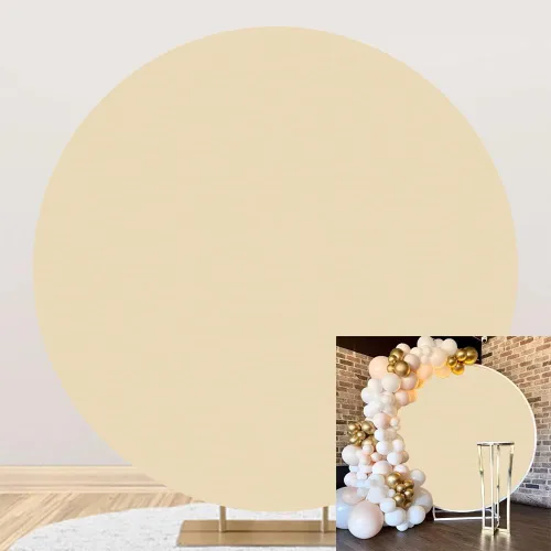 Telón de fondo redondo beige sólido de 5 x 5 pies, fondo circular de poliéster beige para decoración de fiesta de cumpleaños, fondo redondo para