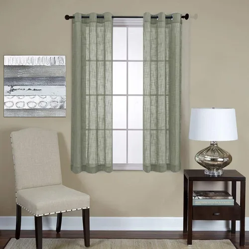Miniatura 18 de Cortinas para sala de estar de 2 paneles (2 x 37 pulgadas de ancho), cortinas con textura de lino, con ojales, de la marca Miuco