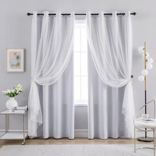 Miniatura 25 de Anytime Cortinas opacas y transparentes para ventana, par de paneles de cortinas lisas con ojales en la parte superior, 35 pulgadas de ancho x 63