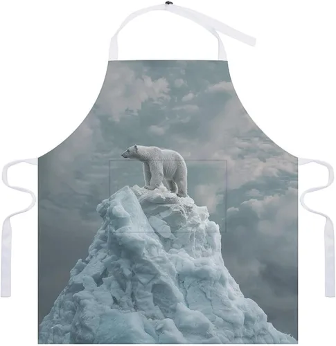 Miniatura 7 de MUSM Apron for Adults - 27.6 X 31.5 Inch, Heavy-Duty Polyester Aprons with Two Large Pockets, Waterproof On Top of Iceberg Kitchen Apron for