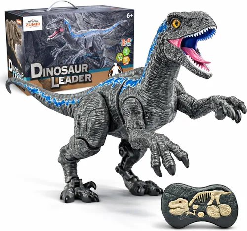 Liberty Imports - Juguetes de dinosaurio de control remoto para niños, juguetes de robot RC Velociraptor 2.4Ghz, dinosaurio electrónico grande que