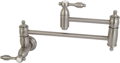 Kingston Brass KS3108TAL Tudor - Grifo de llenado de ollas para montaje en pared, 13 pulgadas de longitud, níquel cepillado cepillado níquel