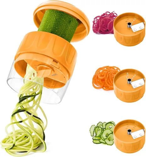 Miniatura 7 de Cortador espiralizador de verduras 3 en 1, máquina ajustable de fideos de zanahoria y calabacín, cortador en espiral de pepino, herramienta de Verde