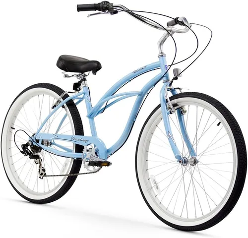 Miniatura 33 de Sixthreezero Urban Lady Beach Cruiser - Bicicleta híbrida de 3 velocidades para mujer Verde militar con llantas rosadas con asiento negro/puños