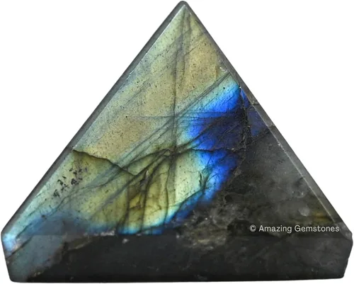 Cristales curativos de pirámide de labradorita de Amazing Gemstone - Figurina de gran pirámide de 1" de piedra natural para meditación, Reiki,